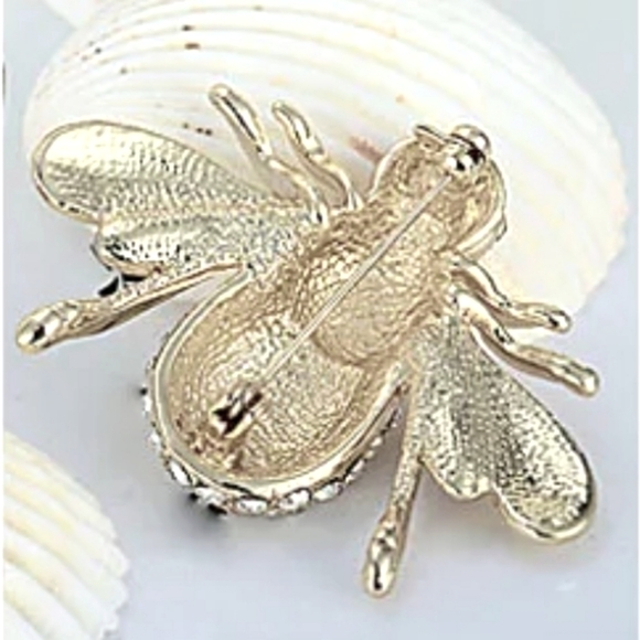 Exquisite #Queen Bee Simulated Pave Diamond and Silver Bumble Bee Brooch - Picture 4 of 4